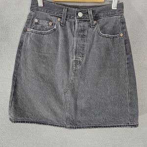 Levis Womens 24 Jean Skirt Black Aline Denium Preppy Pockets Mini